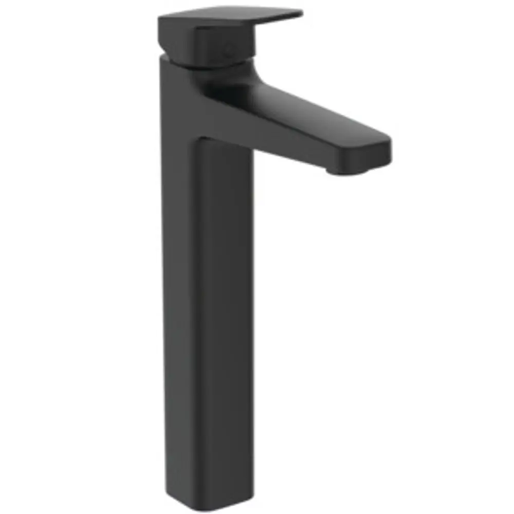 Waschtischarmatur in Silk Black von Ideal Standard, mit einem flachen Auslauf und einem schmalen, geraden Design.